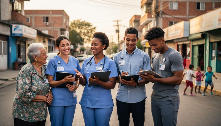 Professional community health worker standing confidently in healthcare facility